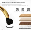 Sedia da Ufficio Regolabile in Altezza con Seduta Girevole e Rivestimento in Velluto Teddy, Bianco e Oro