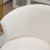 Sedia da Ufficio Regolabile in Altezza con Seduta Girevole e Rivestimento in Velluto Teddy, Bianco e Oro