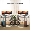 SCRIVANIA PER PC REVERSIBILE CON PRESE ELETTRICHE LUCI SUPPORTO MONITOR E SCAFFALE 120X50 CM NERO
