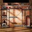 SCRIVANIA PER PC REVERSIBILE CON PRESE ELETTRICHE LUCI SUPPORTO MONITOR E SCAFFALE 120X50 CM NERO