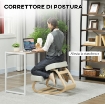 SEDIA ERGONOMICA CON INGINOCCHIATOIO IN LEGNO DI BETULLA E CUSCINO, 51X69X58 CM, CREMA