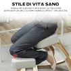 SEDIA ERGONOMICA CON INGINOCCHIATOIO IN LEGNO DI BETULLA E CUSCINO, 51X69X58 CM, CREMA
