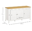 CREDENZA MOBILE DI ARCHIVIAZIONE CON 3 PORTE, 2 RIPIANI REGOLABILI, PIANO IN LEGNO CHIARO, 120 X 40 X 70 CM, BIANCO