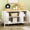 CREDENZA MOBILE DI ARCHIVIAZIONE CON 3 PORTE, 2 RIPIANI REGOLABILI, PIANO IN LEGNO CHIARO, 120 X 40 X 70 CM, BIANCO