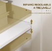 CREDENZA MOBILE DI ARCHIVIAZIONE CON 3 PORTE, 2 RIPIANI REGOLABILI, PIANO IN LEGNO CHIARO, 120 X 40 X 70 CM, BIANCO