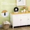 CREDENZA MOBILE DI ARCHIVIAZIONE CON 3 PORTE, 2 RIPIANI REGOLABILI, PIANO IN LEGNO CHIARO, 120 X 40 X 70 CM, BIANCO