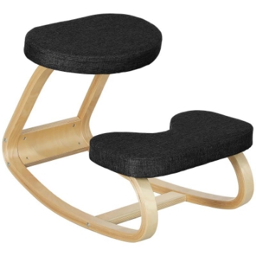 SEDIA INGINOCCHIATOIO CON MOVIMENTO A DONDOLO IN TESSUTO EFFETTO LINO E LEGNO DI BETULLA 50X73X55 CM NERO