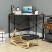 SEDIA INGINOCCHIATOIO CON MOVIMENTO A DONDOLO IN TESSUTO EFFETTO LINO E LEGNO DI BETULLA 50X73X55 CM NERO