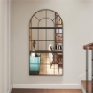 SPECCHIO DA PARETE AD ARCO STILE FINESTRA PER CAMERA DA LETTO E INGRESSO 76X43 CM NERO