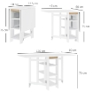 TAVOLO PIEGHEVOLE DA PRANZO CON 2 RIBALTE E RIPIANI, ESPANDIBILE, PER 4 PERSONE, 120X60X75 CM, BIANCO