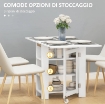 TAVOLO PIEGHEVOLE DA PRANZO CON 2 RIBALTE E RIPIANI, ESPANDIBILE, PER 4 PERSONE, 120X60X75 CM, BIANCO