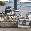 SET DA GIARDINO CON TAVOLO CON PIANO IN VETRO E 2 SEDIE PIEGHEVOLI CON SCHIENALE REGOLABILE GRIGIO
