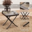 SET DA GIARDINO CON TAVOLO CON PIANO IN VETRO E 2 SEDIE PIEGHEVOLI CON SCHIENALE REGOLABILE GRIGIO