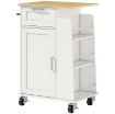 CARRELLO DA CUCINA CON CASSETTO, ARMADIETTO, PORTASCIUGAMANI E 3 PORTASPEZIE, IN LEGNO, 62X40X87 CM, BIANCO