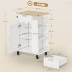 CARRELLO DA CUCINA CON CASSETTO, ARMADIETTO, PORTASCIUGAMANI E 3 PORTASPEZIE, IN LEGNO, 62X40X87 CM, BIANCO