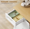 CARRELLO DA CUCINA CON CASSETTO, ARMADIETTO, PORTASCIUGAMANI E 3 PORTASPEZIE, IN LEGNO, 62X40X87 CM, BIANCO