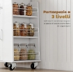 CARRELLO DA CUCINA CON CASSETTO, ARMADIETTO, PORTASCIUGAMANI E 3 PORTASPEZIE, IN LEGNO, 62X40X87 CM, BIANCO