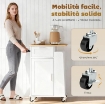 CARRELLO DA CUCINA CON CASSETTO, ARMADIETTO, PORTASCIUGAMANI E 3 PORTASPEZIE, IN LEGNO, 62X40X87 CM, BIANCO