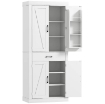 DISPENSA CUCINA IN STILE COUNTRY CON 2 ARMADIETTI, 6 RIPIANI E CASSETTO, IN LEGNO, 76X39.5X183.5 CM, BIANCO