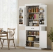 DISPENSA CUCINA IN STILE COUNTRY CON 2 ARMADIETTI, 6 RIPIANI E CASSETTO, IN LEGNO, 76X39.5X183.5 CM, BIANCO