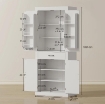 DISPENSA CUCINA IN STILE COUNTRY CON 2 ARMADIETTI, 6 RIPIANI E CASSETTO, IN LEGNO, 76X39.5X183.5 CM, BIANCO