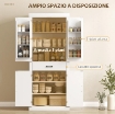 DISPENSA CUCINA IN STILE COUNTRY CON 2 ARMADIETTI, 6 RIPIANI E CASSETTO, IN LEGNO, 76X39.5X183.5 CM, BIANCO
