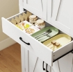 DISPENSA CUCINA IN STILE COUNTRY CON 2 ARMADIETTI, 6 RIPIANI E CASSETTO, IN LEGNO, 76X39.5X183.5 CM, BIANCO