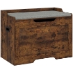 PANCA CONTENITORE DA 103L MULTIFUNZIONE COLOR LEGNO CON CUSCINO IN TESSUTO GRIGIO, 75X40X56 CM