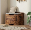 PANCA CONTENITORE DA 103L MULTIFUNZIONE COLOR LEGNO CON CUSCINO IN TESSUTO GRIGIO, 75X40X56 CM