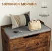 PANCA CONTENITORE DA 103L MULTIFUNZIONE COLOR LEGNO CON CUSCINO IN TESSUTO GRIGIO, 75X40X56 CM