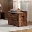 PANCA CONTENITORE DA 103L MULTIFUNZIONE COLOR LEGNO CON CUSCINO IN TESSUTO GRIGIO, 75X40X56 CM