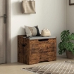 PANCA CONTENITORE DA 103L MULTIFUNZIONE COLOR LEGNO CON CUSCINO IN TESSUTO GRIGIO, 75X40X56 CM