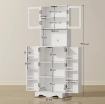 MOBILE DISPENSA CUCINA CON 2 ARMADIETTI E 8 RIPIANI, IN LEGNO E ACRILICO, 60X39.5X179.6 CM, BIANCO