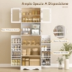 MOBILE DISPENSA CUCINA CON 2 ARMADIETTI E 8 RIPIANI, IN LEGNO E ACRILICO, 60X39.5X179.6 CM, BIANCO