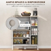 MOBILE MICROONDE CON ARMADIETTO INFERIORE E 3 RIPIANI LATERALI CON ANTA IN VETRO, IN LEGNO, 80X35X97 CM, BIANCO
