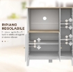 MOBILE MICROONDE CON ARMADIETTO INFERIORE E 3 RIPIANI LATERALI CON ANTA IN VETRO, IN LEGNO, 80X35X97 CM, BIANCO