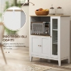 MOBILE MICROONDE CON ARMADIETTO INFERIORE E 3 RIPIANI LATERALI CON ANTA IN VETRO, IN LEGNO, 80X35X97 CM, BIANCO