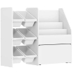 SCAFFALE PORTAGIOCHI CON 6 CESTI, 3 RIPIANI E BOX INFERIORE, IN LEGNO, PLASTICA E ACCIAIO, 100X30X80 CM, BIANCO