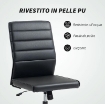 SEDIA DA UFFICIO ERGONOMICA E REGOLABILE CON SCHIENALE RICURVO, IN PELLE PU E ACCIAIO, 58X53X97-107 CM, NERO