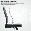 SEDIA DA UFFICIO ERGONOMICA E REGOLABILE CON SCHIENALE RICURVO, IN PELLE PU E ACCIAIO, 58X53X97-107 CM, NERO
