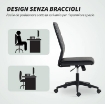 SEDIA DA UFFICIO ERGONOMICA E REGOLABILE CON SCHIENALE RICURVO, IN PELLE PU E ACCIAIO, 58X53X97-107 CM, NERO