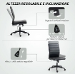 SEDIA DA UFFICIO ERGONOMICA E REGOLABILE CON SCHIENALE RICURVO, IN PELLE PU E ACCIAIO, 58X53X97-107 CM, NERO
