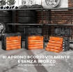CASSETTA PORTA ATTREZZI CON 4 CASSETTI E SCOMPARTO SUPERIORE IN ACCIAIO E PLASTICA, ARANCIONE E NERO