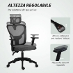 SEDIA DA UFFICIO ERGONOMICA E REGOLABILE CON SUPPORTO LOMBARE E POGGIATESTA, 66X61X106-116 CM, GRIGIO
