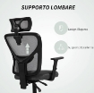 SEDIA DA UFFICIO ERGONOMICA E REGOLABILE CON SUPPORTO LOMBARE E POGGIATESTA, 66X61X106-116 CM, GRIGIO