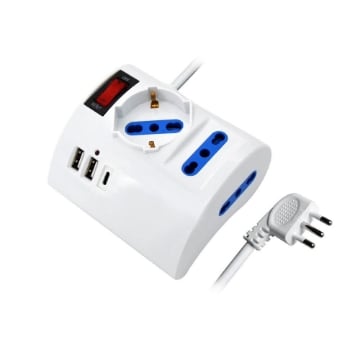 HICH-TECH MULTIPRESA A TAVOLO 2PR BPASSO 1UNIV+2 USB A/1 USB