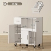 MOBILETTO MICROONDE IN LEGNO CON CASSETTO, 2 ARMADIETTI, RIPIANO APERTO E PIANO REGOLABILE, 80X40X88.7 CM, BIANCO