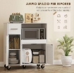 MOBILETTO MICROONDE IN LEGNO CON CASSETTO, 2 ARMADIETTI, RIPIANO APERTO E PIANO REGOLABILE, 80X40X88.7 CM, BIANCO