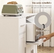 MOBILETTO MICROONDE IN LEGNO CON CASSETTO, 2 ARMADIETTI, RIPIANO APERTO E PIANO REGOLABILE, 80X40X88.7 CM, BIANCO