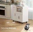 MOBILETTO MICROONDE IN LEGNO CON CASSETTO, 2 ARMADIETTI, RIPIANO APERTO E PIANO REGOLABILE, 80X40X88.7 CM, BIANCO